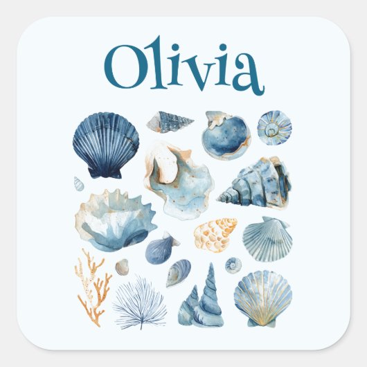 Blue Seashell Sticker | Custom Name (Devant)