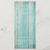 Blue Seashell sur Wood Beach Programme de mariage (Dos)