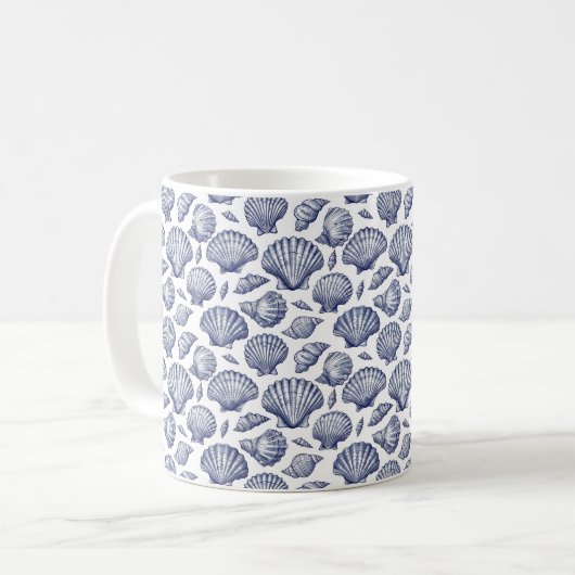 Blue Seashell thema koffie Mok (Voorkant links)