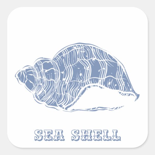 Blue Seashell Vierkante Sticker (Voorkant)