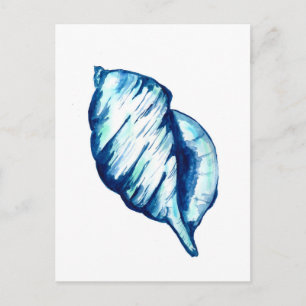 Blue Seashell-Waterverf Briefkaart
