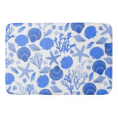 Blue Seashells and Coral Pattern Badmat (Voorkant)