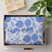 Blue Seashells and Coral Pattern Tissuepapier (Geschenk)