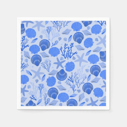 Blue Seashells BEACH Vrijgezellenfeest Party Servet (Voorkant)