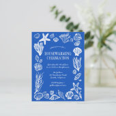 Blue Seashells Custom HOUSEWARMING PARTY Briefkaart (Staand voorkant)