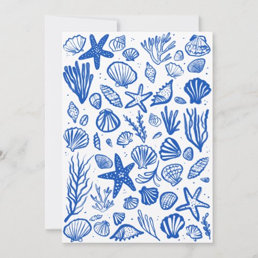 Blue Seashells Custom HOUSEWARMING PARTY Kaart (Achterkant)