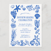 Blue Seashells Custom HOUSEWARMING PARTY Uitnodige Briefkaart (Voorkant)