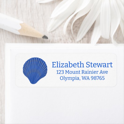 Blue Seashells CUSTOM Mailing Retouradres Etiket (Insitu)