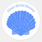Blue Seashells CUSTOM Mailing Retouradres Ronde Sticker (Voorkant)
