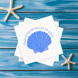 Blue Seashells Custom Vrijgezellenfeest Wedding Servet