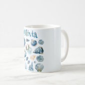 Blue Seashells Mug | Custom Name (Devant droit)