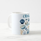 Blue Seashells Mug | Custom Name Koffiemok (Voorkant links)