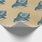 Blue Seashells op Tan Cadeaupapier (Hoek)