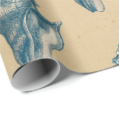 Blue Seashells op Tan Cadeaupapier (Rol Hoek)
