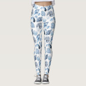 Blue Seashells Pattern op White Leggings (Voorkant)