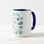 Blue Seashells Summer Mug | Custom Name (Devant droit)