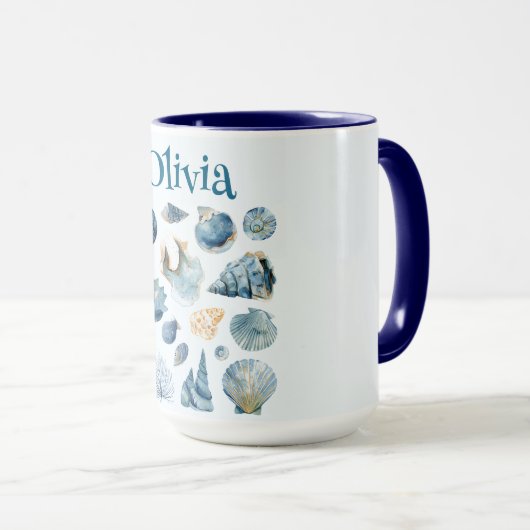 Blue Seashells Summer Mug | Custom Name (Devant droit)