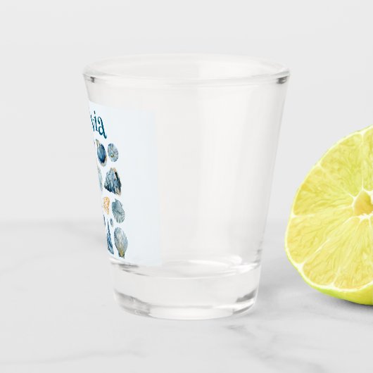 Blue Seashells Summer Shot Glass | Custom Name Shot Glas (Rechts)