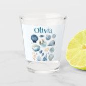 Blue Seashells Summer Shot Glass | Custom Name Shot Glas (Voorkant)
