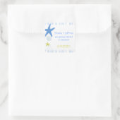 Blue Seaside Wedding Save the Date Vierkante Sticker (Tas)