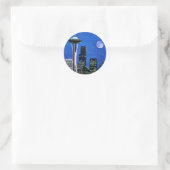 Blue Seattle Downtown Skyline Ronde Sticker (Tas)