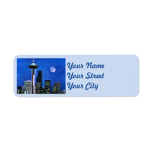 Blue Seattle Skyline Etiket (Voorkant)