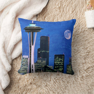Blue Seattle Skyline Shower Curtain Kussen