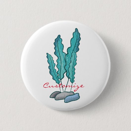 Blue Seaweed Algae Thunder_Cove Ronde Button 5,7 Cm (Voorkant)