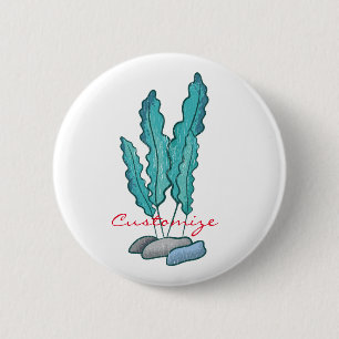 Blue Seaweed Algae Thunder_Cove Ronde Button 5,7 Cm