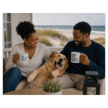 Blue Seersucker Dog Silhouette Coffee