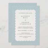 Blue Seigaiha Waves Wedding Kaart (Voorkant / Achterkant)