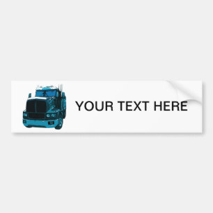 Blue Semi Truck Bumpersticker