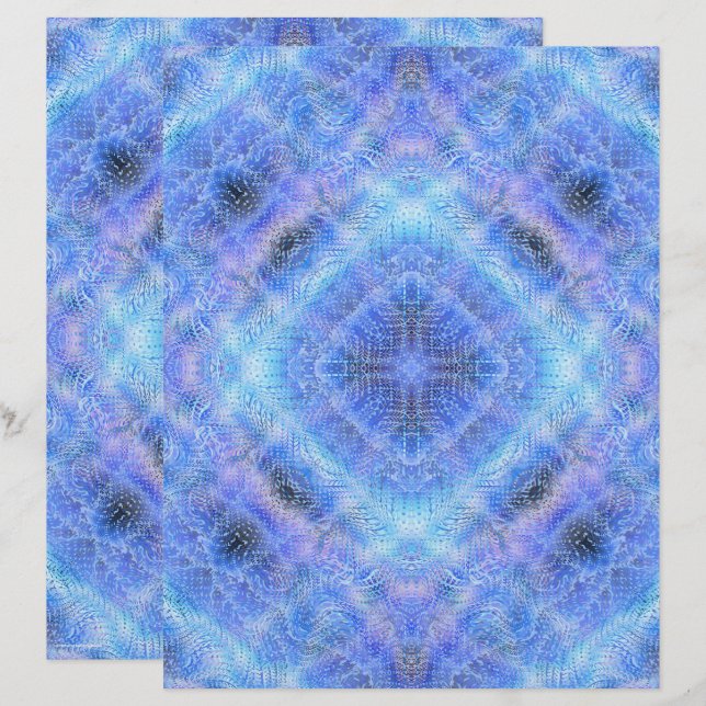 Blue Serene Garden Scrapbook Paper 2-Sided Page (Devant / Derrière)