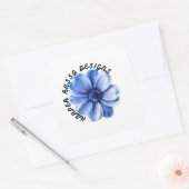 Blue Serenity Flower Art Vierkante Sticker (Envelop)
