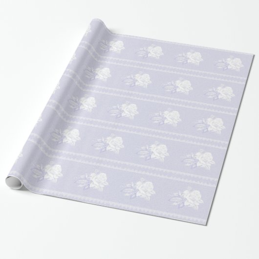 Blue Serenity White Rose Wedding Cadeaupapier (Uitgerold)