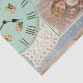  Blue Shabby Floral Lace Music Clock Tissuepapier (Detail)