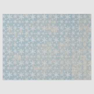 Blue Shabby Grungy Snowflakes Tissue Paper Tissuepapier