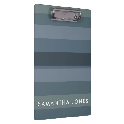 Blue Shades Ombre Simple Stripe Personalize Name Klembord (Rechts)