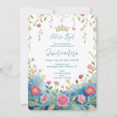 Blue Shades Spanish Mexican XVs Floral Border Kaart (Voorkant)