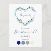 Blue Shades Wreath Heart for Bridesmaids Proposal Uitnodiging Briefkaart (Voorkant)
