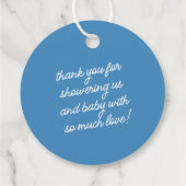 Blue Shake Rattle en Roll Baby shower Bedankjes Labels (Achterkant)