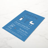 Blue Shake Rattle en Roll Baby shower Folie Uitnodiging (Gedraaid)