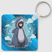 Blue Shark Boy Anime Art Sleutelhanger (Achterkant)