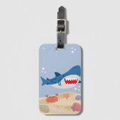 Blue shark luggage tag bagagelabel (Voorkant (verticaal))