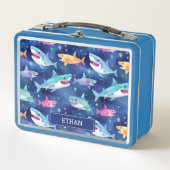 Blue Shark Nom personnalisé Métal Lunchbox (Devant)