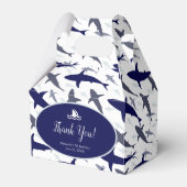 Blue Shark Pattern Boy Birthday Party Bedankt Bedankdoosjes (Voorkant Zijde)