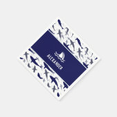 Blue Shark Pattern met naam Boy Birthday Party Servet (Hoek)