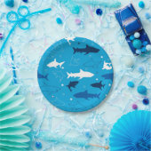 Blue Shark Pattern Verjaardagsfeestje Papier Borde Papieren Bordje (Feest)