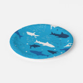 Blue Shark Pattern Verjaardagsfeestje Papier Borde Papieren Bordje (Gekanteld)