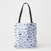 Blue Shark Silhouette Pattern Draagtas (Voorkant)